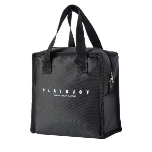 Multifunctional Portable Insulated Lunch Box Bag (Lunch White Stripes) - Image 2