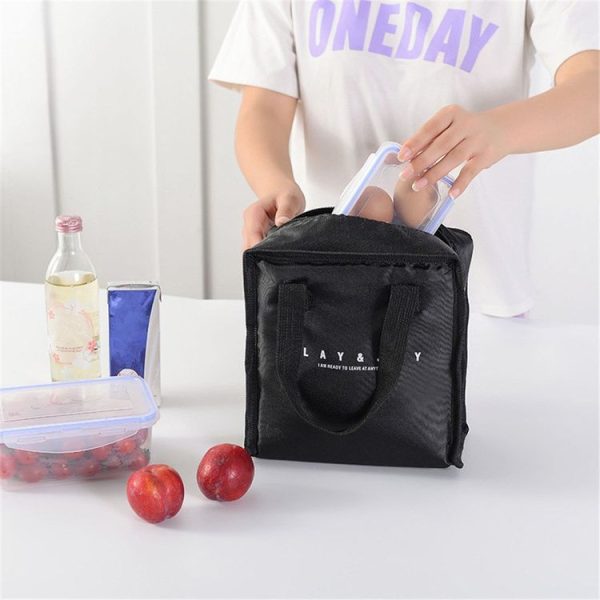 Multifunctional Portable Insulated Lunch Box Bag (Lunch White Stripes) - Image 4