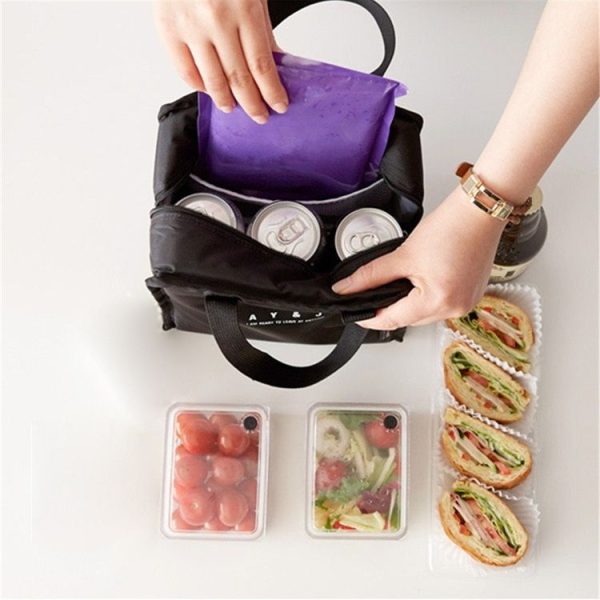 Multifunctional Portable Insulated Lunch Box Bag (Lunch White Stripes) - Image 6