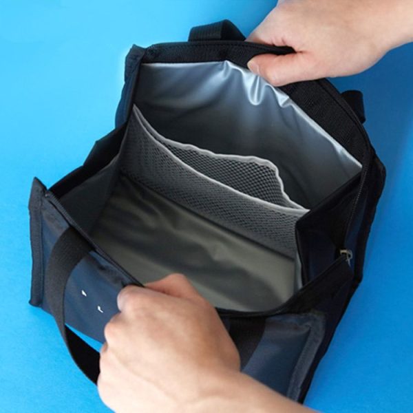 Multifunctional Portable Insulated Lunch Box Bag (Lunch White Stripes) - Image 8