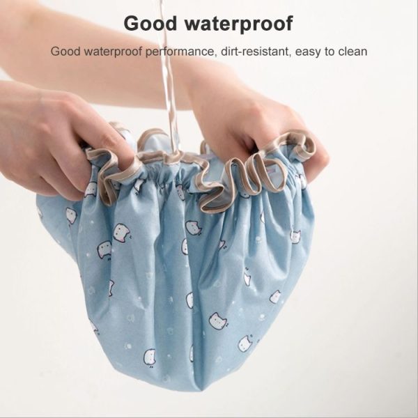 Thick Waterproof Bath Hat Double Layer Shower Hair Cover Women Supplies Shower Caps, Size: 28cm (Blue Small Flower) - Image 3