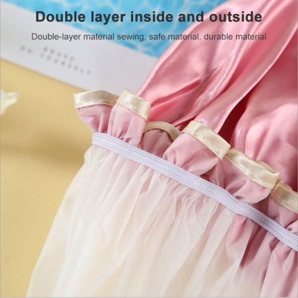 Thick Waterproof Bath Hat Double Layer Shower Hair Cover Women Supplies Shower Caps, Size: 28cm (Blue Small Flower) - Image 6
