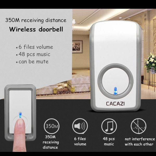 CACAZI W-899 Smart Home Wireless Doorbell Remote Control Doorbell, Style: EU Plug - Image 3