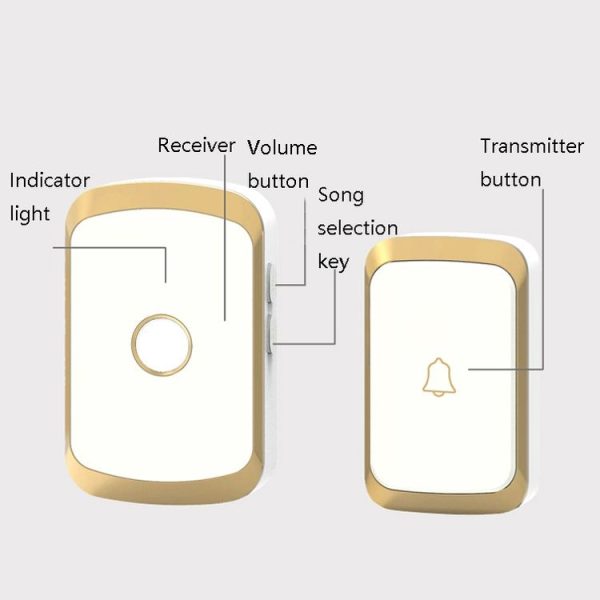 CACAZI A20 Smart Home Wireless Doorbell Digital Music Remote Control Doorbell, Style: EU Plug (Golden) - Image 4