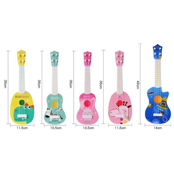 Pink Giraffe Small Simulation Musical Instrument Mini Four Strings Playable Ukulele Early Childhood Education Music Toy - Image 3