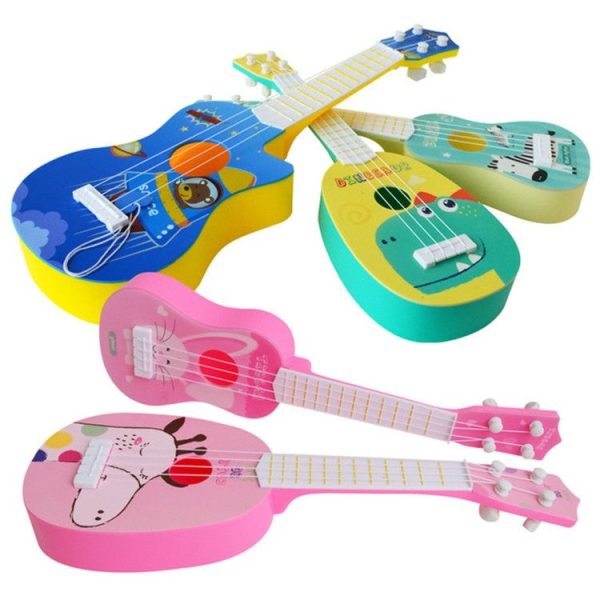 Pink Giraffe Small Simulation Musical Instrument Mini Four Strings Playable Ukulele Early Childhood Education Music Toy - Image 4