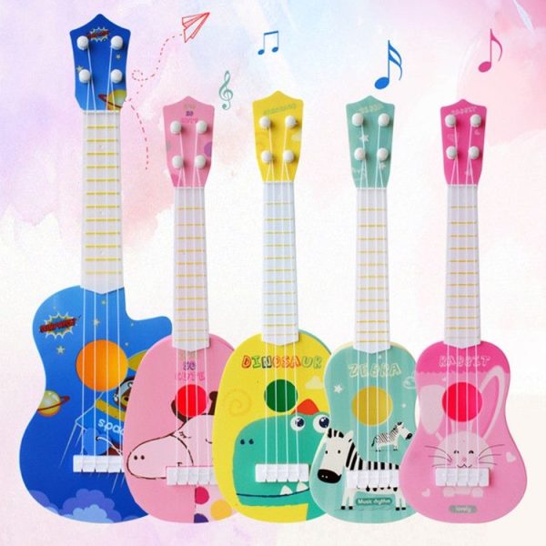 Pink Giraffe Small Simulation Musical Instrument Mini Four Strings Playable Ukulele Early Childhood Education Music Toy - Image 5