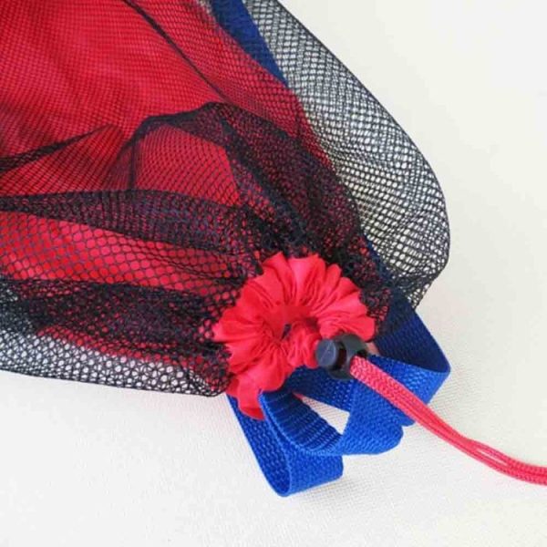 Children Beach Toys Storage Bag Play Sand Tools Storage Net Bag Backpack (Black Net Red Bottom) - Image 3