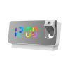 S282 Colorful Font Mute Electronic Digital Clock Mirror Projection Alarm Clock (White Shell)