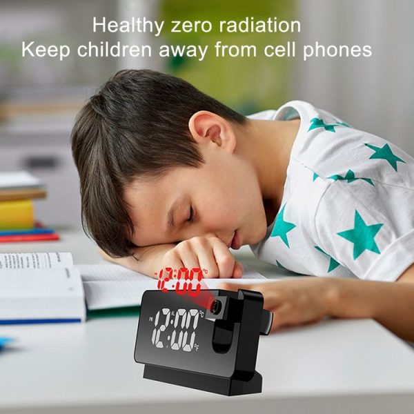 S282 Colorful Font Mute Electronic Digital Clock Mirror Projection Alarm Clock (White Shell) - Image 3