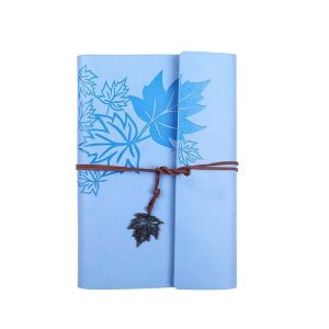 A7 PU Maple Retro Straps Handbook Loose-leaf Notebook (Light Blue)