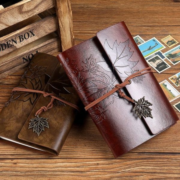 A7 PU Maple Retro Straps Handbook Loose-leaf Notebook (Light Blue) - Image 6