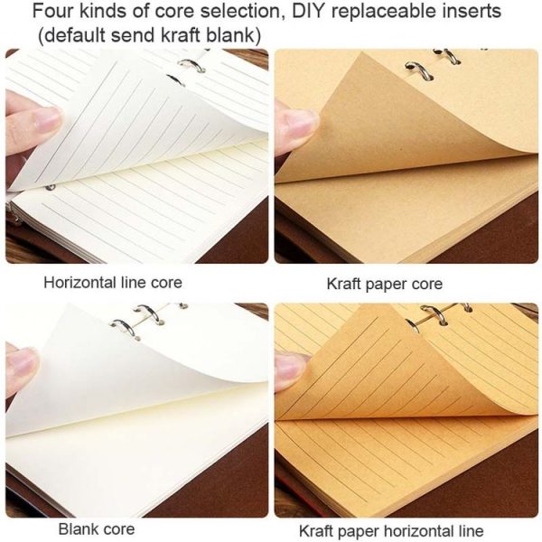 A6 PU Maple Retro Straps Handbook Loose-leaf Notebook (Coffee) - Image 3
