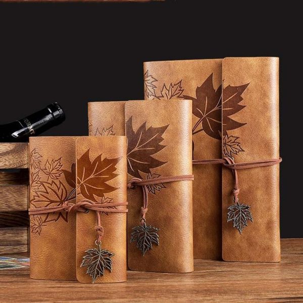 A6 PU Maple Retro Straps Handbook Loose-leaf Notebook (Coffee) - Image 5