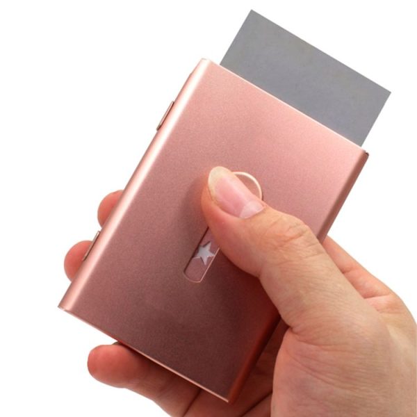 Metal Portable Push Card Case Ultra-thin Frosted Light Business Card Packing Box (Gray) - Image 5