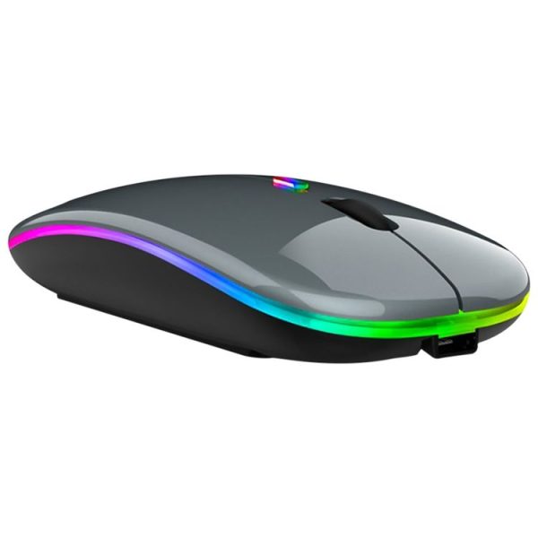 3 Keys RGB Backlit Silent Bluetooth Wireless Dual Mode Mouse (Grey) - Image 2