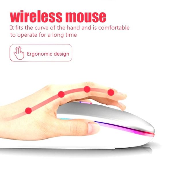 3 Keys RGB Backlit Silent Bluetooth Wireless Dual Mode Mouse (Grey) - Image 3