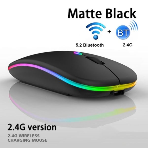 3 Keys RGB Backlit Silent Bluetooth Wireless Dual Mode Mouse (Grey) - Image 4