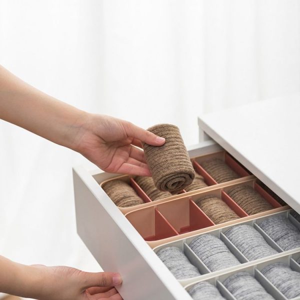 Household Underwear Socks Storage Box Drawer Type Separation and Finishing Box (Gray White) - Image 5