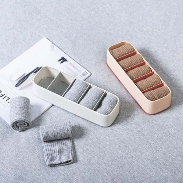Household Underwear Socks Storage Box Drawer Type Separation and Finishing Box (Gray White) - Image 6
