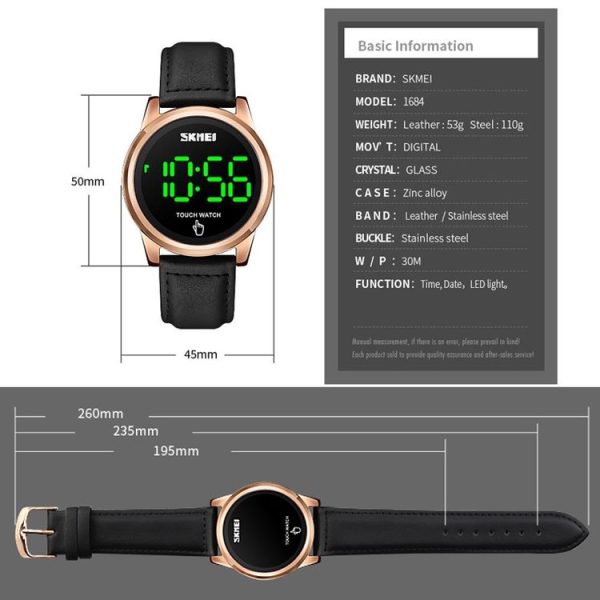 SKMEI 1684 Versatile Sports Steel Belt Men Electronic Watch, Colour: Gold - Image 7