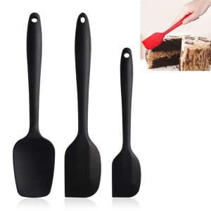 3 in 1 Silicone Spatula Cake Cream Spatula Baking Tool Set (Black)
