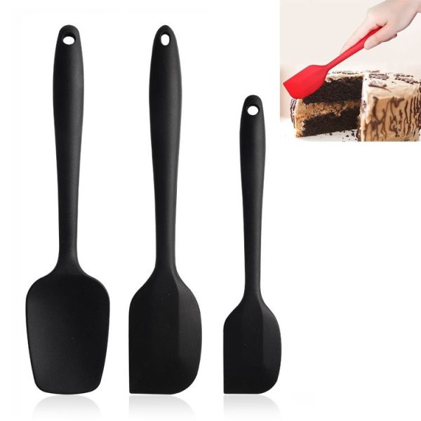 3 in 1 Silicone Spatula Cake Cream Spatula Baking Tool Set (Black)