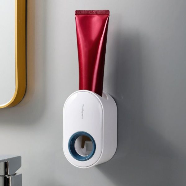 Automatic Toothpaste Squeezing Wall-mounted Toothpaste Rack (White+Ocean Blue)