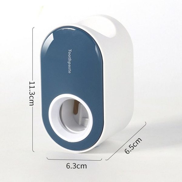 Automatic Toothpaste Squeezing Wall-mounted Toothpaste Rack (White+Ocean Blue) - Image 2