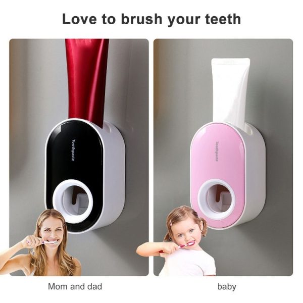 Automatic Toothpaste Squeezing Wall-mounted Toothpaste Rack (White+Ocean Blue) - Image 4