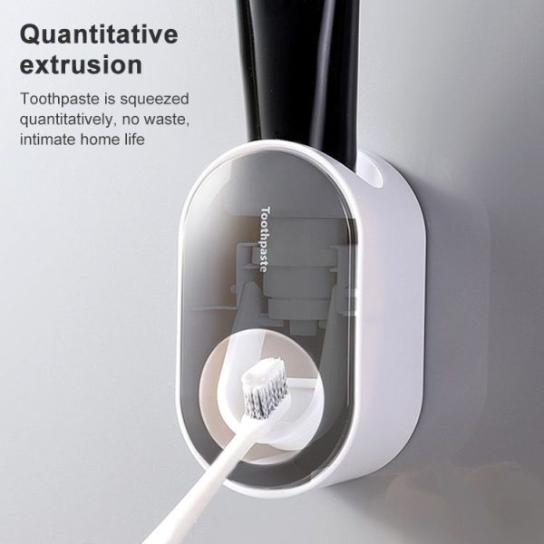 Automatic Toothpaste Squeezing Wall-mounted Toothpaste Rack (White+Ocean Blue) - Image 5