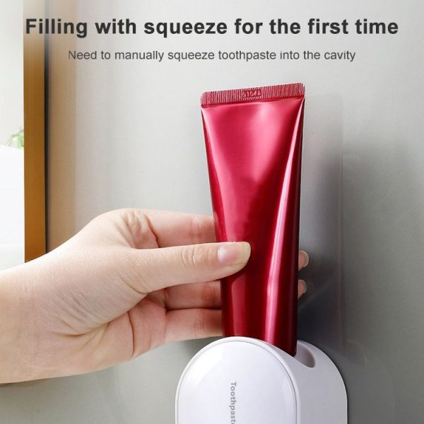 Automatic Toothpaste Squeezing Wall-mounted Toothpaste Rack (White+Ocean Blue) - Image 7