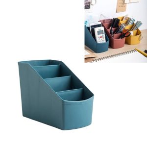 Home Office Plastic Storage Box Desktop Student Stationery Rack Cosmetic Box (Dark Blue)