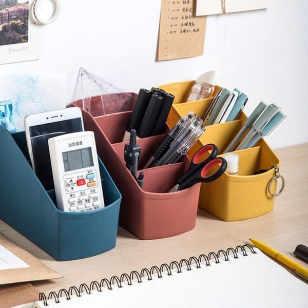 Home Office Plastic Storage Box Desktop Student Stationery Rack Cosmetic Box (Dark Blue) - Image 3