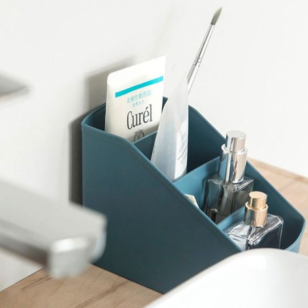 Home Office Plastic Storage Box Desktop Student Stationery Rack Cosmetic Box (Dark Blue) - Image 8