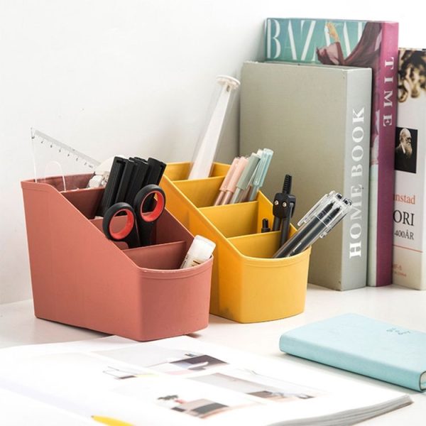 Home Office Plastic Storage Box Desktop Student Stationery Rack Cosmetic Box (Dark Blue) - Image 9