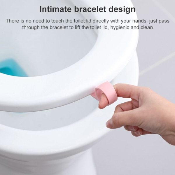 10 PCS Creative Anti-dirty Ring Toilet Lid Lift Toilet Accessories (Pink) - Image 4