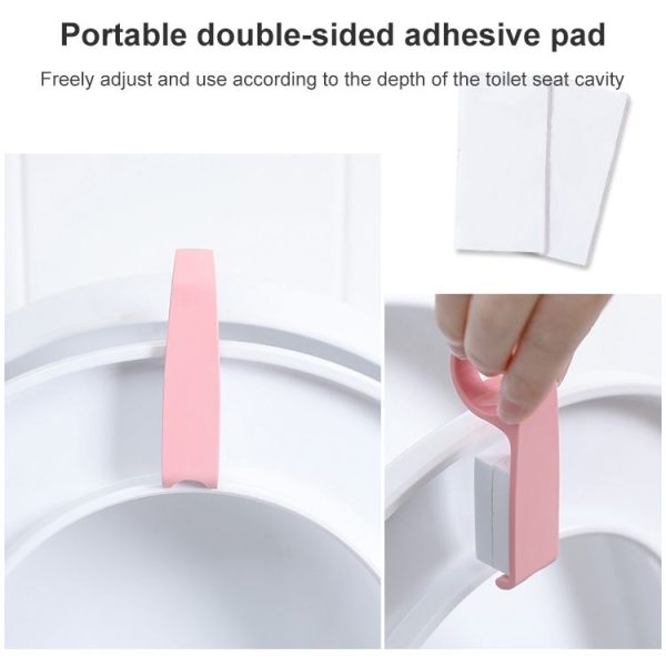 10 PCS Creative Anti-dirty Ring Toilet Lid Lift Toilet Accessories (Pink) - Image 5