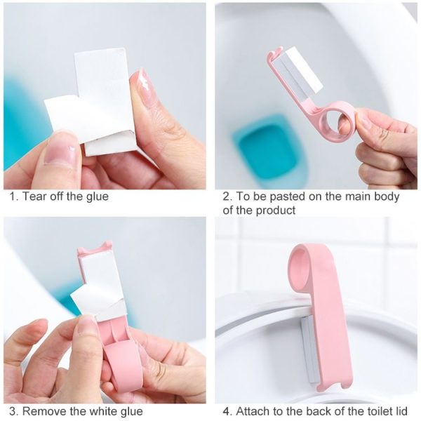 10 PCS Creative Anti-dirty Ring Toilet Lid Lift Toilet Accessories (Pink) - Image 6