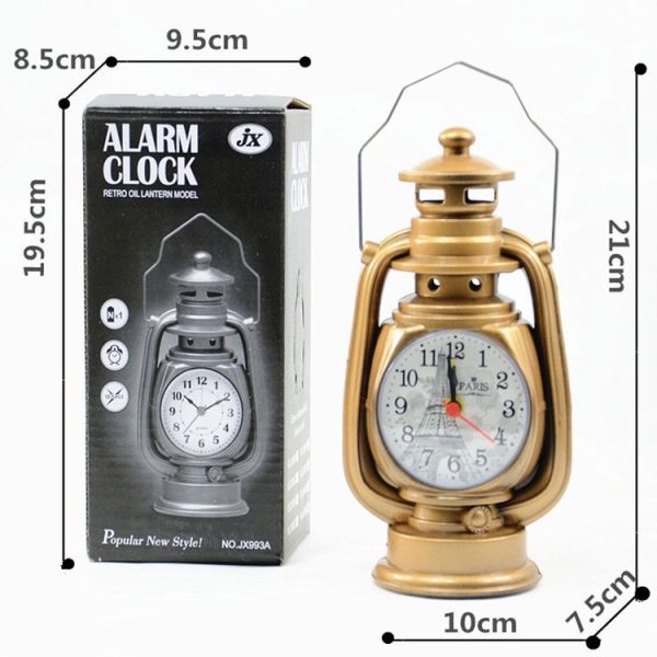 Retro Table Oil Lamp Small Alarm Clock Desktop Table Clock Living Room Decoration Supplies Office Craft Jewelry (Ebony) - Image 3