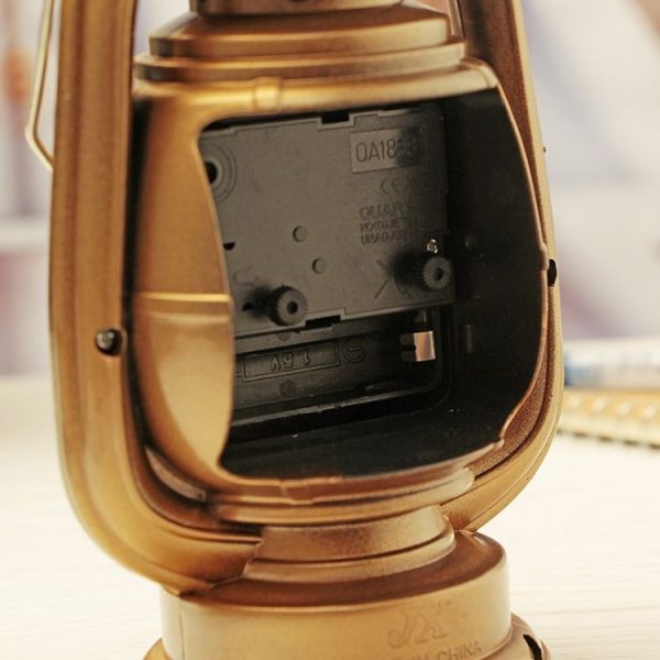 Retro Table Oil Lamp Small Alarm Clock Desktop Table Clock Living Room Decoration Supplies Office Craft Jewelry (Ebony) - Image 5