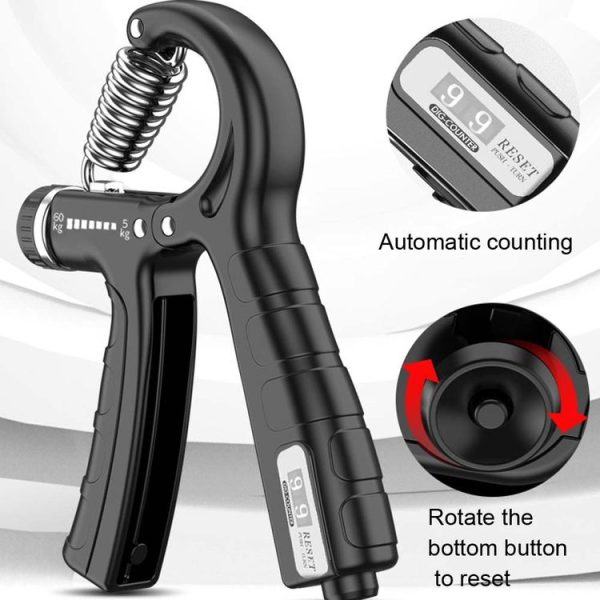 5-60kg Adjustable Mechanical Counting Gripper Finger Strength Training Device (Black) - Image 2