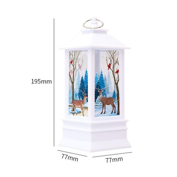 Christmas Flame Lantern Christmas Decoration LED Luminous Ornament Candlestick Lamp, Size: Large 77 x 77 x 195mm (White Elk) - Image 2