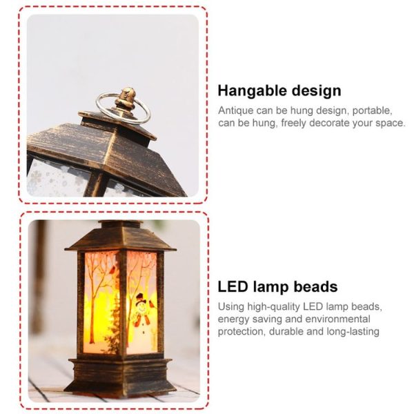 Christmas Flame Lantern Christmas Decoration LED Luminous Ornament Candlestick Lamp, Size: Large 77 x 77 x 195mm (White Elk) - Image 3