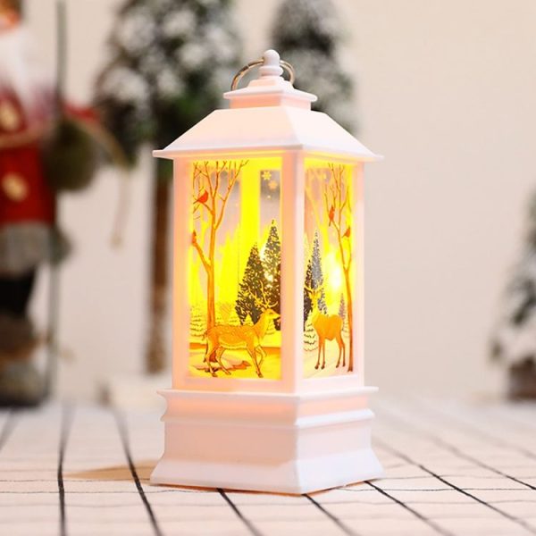 Christmas Flame Lantern Christmas Decoration LED Luminous Ornament Candlestick Lamp, Size: Large 77 x 77 x 195mm (White Elk) - Image 4