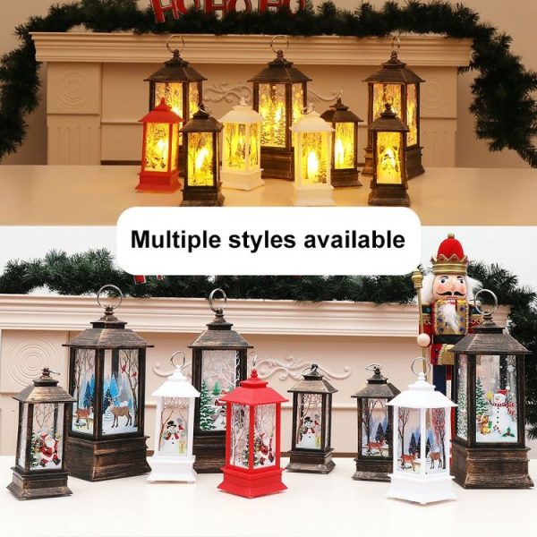 Christmas Flame Lantern Christmas Decoration LED Luminous Ornament Candlestick Lamp, Size: Large 77 x 77 x 195mm (White Elk) - Image 5