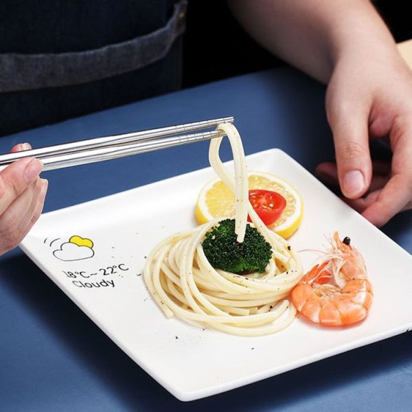2 in 1 Simple Child Student Travel Portable 304 Stainless Steel Spoon Chopsticks Cutlery Set (Blue) - Image 6