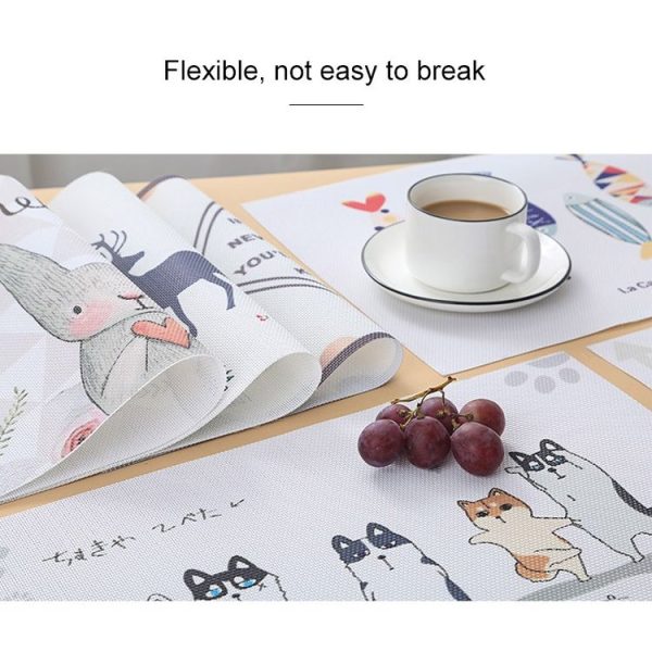 Simple Children Cute Cartoon Placemats Complementary Food Mats Waterproof and Oil Proof Insulation Coasters (Point) - Image 4