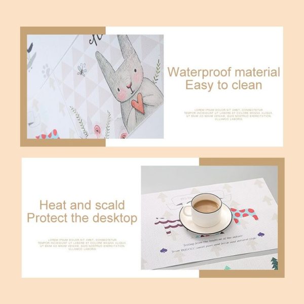 Simple Children Cute Cartoon Placemats Complementary Food Mats Waterproof and Oil Proof Insulation Coasters (Point) - Image 5