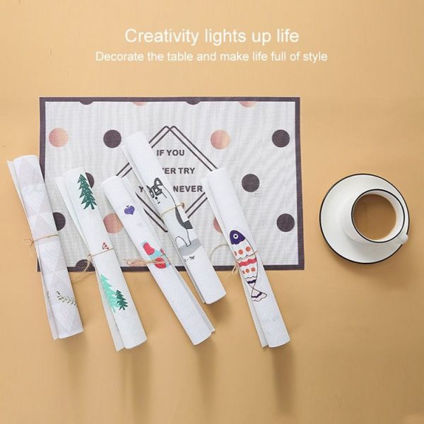 Simple Children Cute Cartoon Placemats Complementary Food Mats Waterproof and Oil Proof Insulation Coasters (Point) - Image 7